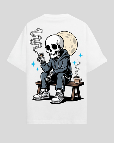 Skeleton Smoking Vector - Oversized T-shirt