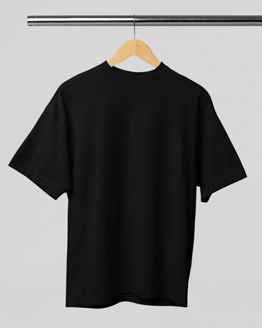 Solid Black - Oversized T-shirt- 260 GSM Premium Heavy Febric