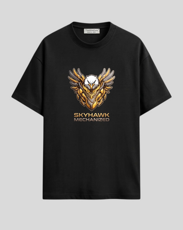 Skyhawk Mechanized Front Black - Oversized T-shirt