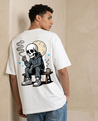 Skeleton Smoking Vector - Oversized T-shirt
