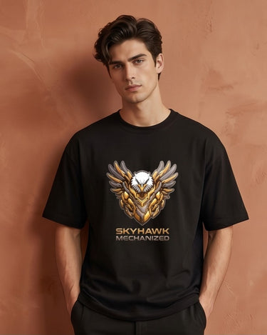 Skyhawk Mechanized Front Black - Oversized T-shirt