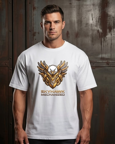 Skyhawk Mechanized Front White - Oversized T-shirt